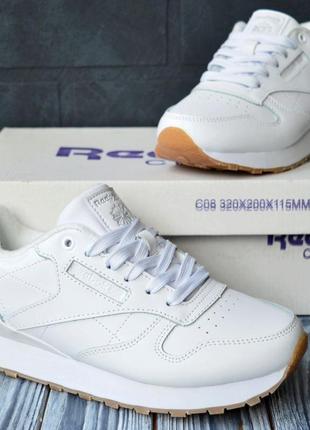 Reebok classic кроссовки женские кожаные топ качество мешек зимние осенние кожаные белые термо на флисе ботинки низкие