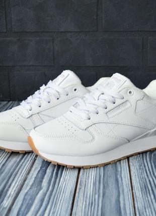 Reebok classic кроссовки женские кожаные топ качество мешек зимние осенние кожаные белые термо на флисе ботинки низкие5 фото