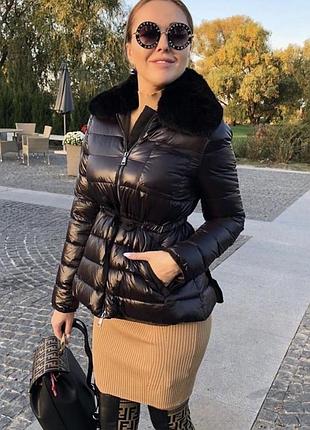 Черный пуховик монклер moncler zara hm mango massimo dutti куртка с натуральным воротником