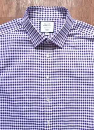 Рубашка белая с фиолетовой charles tyrwhitt английская classic fit non iron 18" 35 in размер xxl xxxl1 фото