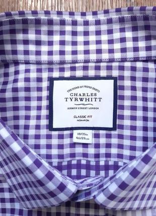 Рубашка белая с фиолетовой charles tyrwhitt английская classic fit non iron 18" 35 in размер xxl xxxl3 фото