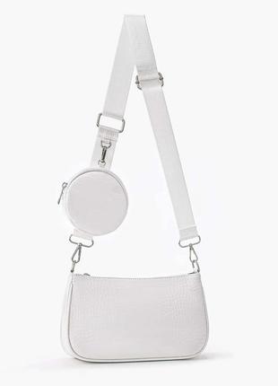 Женская сумочка с кошельком через плечо белая3 фото