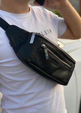 Мужская кожаная сумка на пояс бананка gucci гуччи, поясная сумка мужская, нагрудная сумка, кросс боди мужская