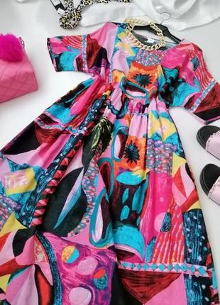 Літня легка сукня з натуральної з натуральної невагомої тканини довжини міді різні забарвлення розмі7 фото
