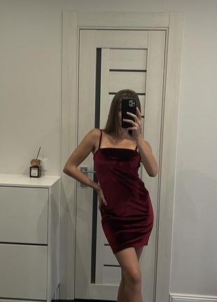 Сукня велюрова бордова1 фото
