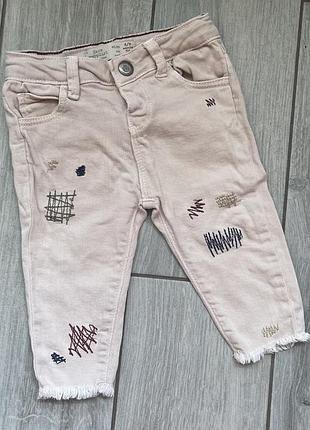 Джинсы на девочку zara 6-9 мес