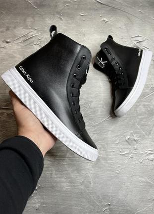 Зимние ботинки calvin klein black white (мех) 40-41-43-44-45