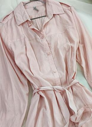 Легка рожева сорочка з поясом chicoree2 фото