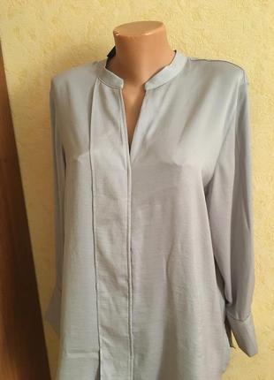 Светло-серая шелковая рубашка- блуза-размер-207 фото