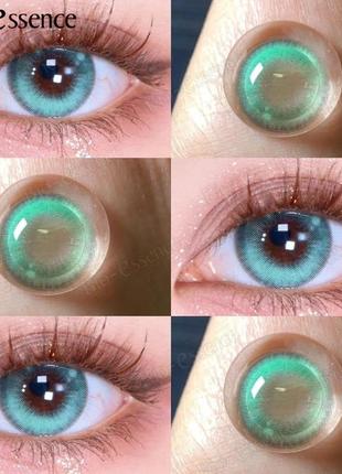 Цветные линзы для глаз зеленые + контейнер для хранения в подарок