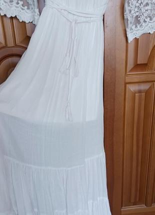 Праздничное свадебное белое длинное платье м4 фото