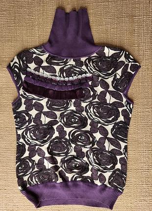 Жилет безрукавка гольф водолазка жилетка свитер камни принт украшения