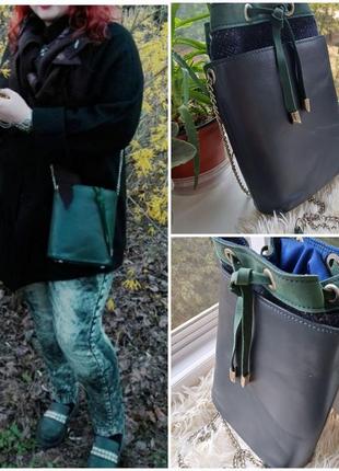 Дизайнерская кожаная сумочка бочонок
