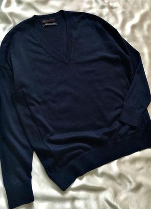 Темно-синій пуловер з  merino wool