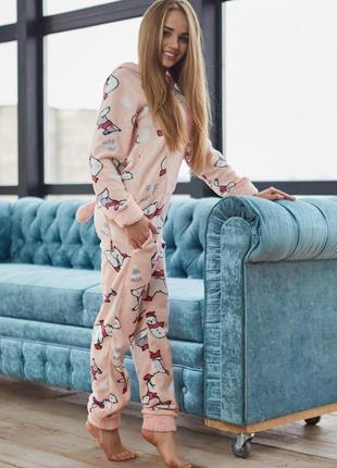 Попожама женская пижама комбинезон теплая пижама с карманом вырезом на попе кигуруме для взрослых3 фото