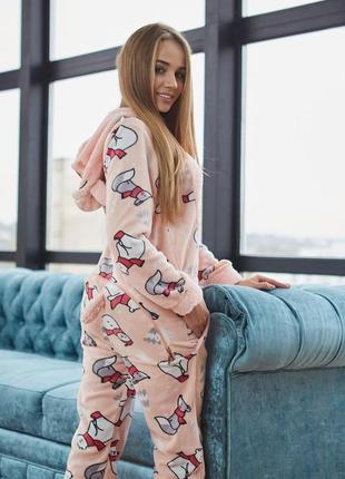 Попожама женская пижама комбинезон теплая пижама с карманом вырезом на попе кигуруме для взрослых2 фото