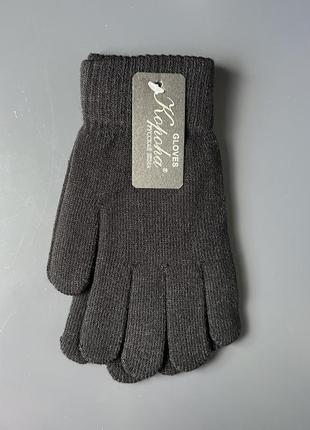 Перчатки женские с начесом "корона" 20 см черные