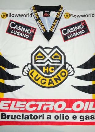 Хоккейная джерси hc lugano kappa fiat hockey jersey switzerland 2000г (xl)