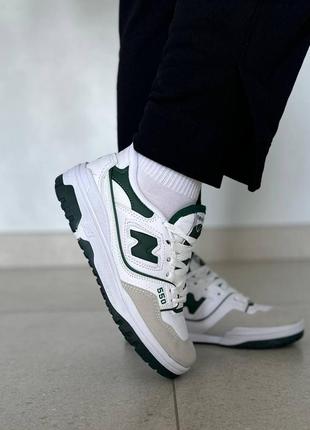 Женские белые кроссовки nb 550 со вставками зеленого цвета 39 р (25 см)4 фото