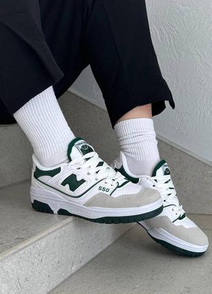 Женские белые кроссовки nb 550 со вставками зеленого цвета 39 р (25 см)7 фото