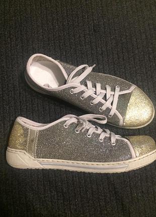 Rieker блестящие кроссовки кеды 25 см