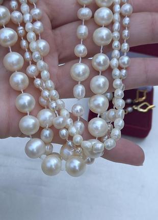 Ожерелье,серьги,натуральный жемчуг1 фото