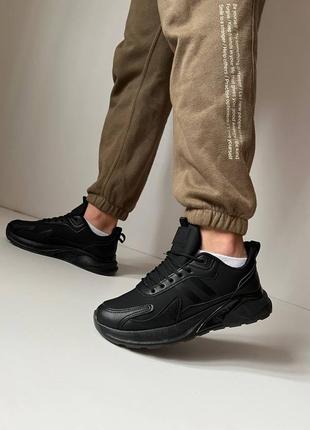 Черные мужские кроссовки из экокожи8 фото