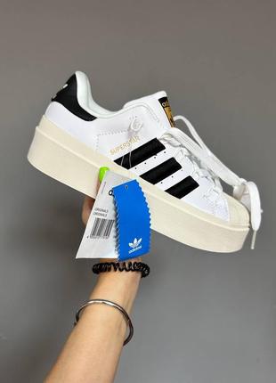 Женские кроссовки adidas superstar bonega white / black#адидас