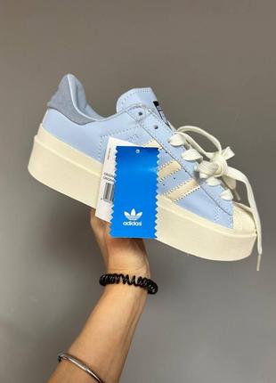 Женские кроссовки adidas superstar bonega « blue / cream » #адидас