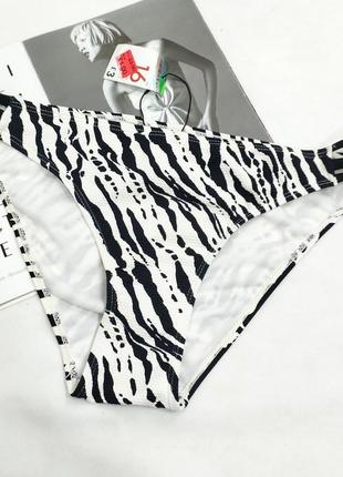 Купальник плавки принт зебра черный белый