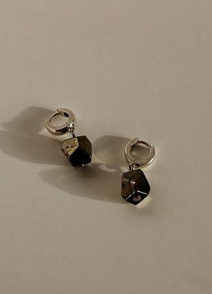 Серьги ★onyx★серебряные с пиритом♥