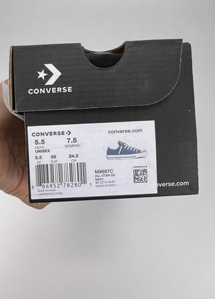 Кеды converse chuck taylor all star ox m9697c синие, оригинальные кеды конверс8 фото