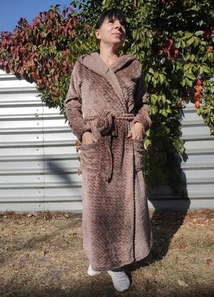 Жіночий махровий довгий халат на запах2 фото