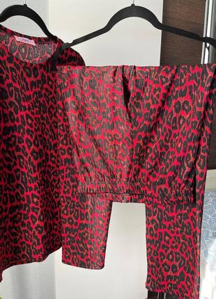 Красная тигровая пижама/домашний костюм кофта и штаны s,m,xl3 фото