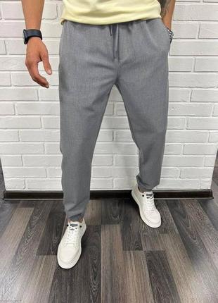 Чоловічі лляні брюки колір сірий1 фото