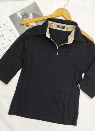 Футболка тенниска burberry ASZCZE черная клетка воротник2 фото