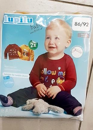 Набір із 2 шт. футболки лонгслів lupilu хлопчику від 0 до 2 років
