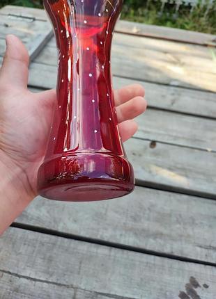 Красивая ваза для цветов роспись по стеклу ручной работы сср