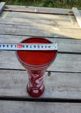 Красивая ваза для цветов роспись по стеклу ручной работы сср