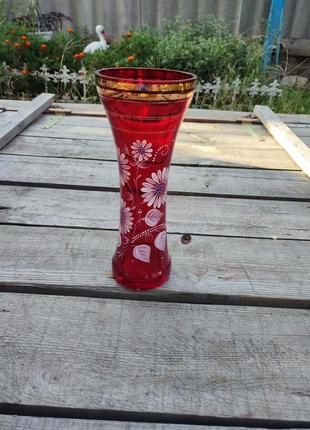 Красива ваза для квітів розпис по склу ручної роботи ссср2 фото