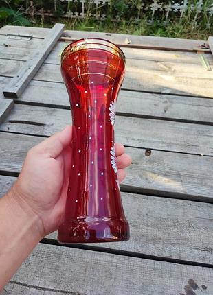 Красивая ваза для цветов роспись по стеклу ручной работы сср