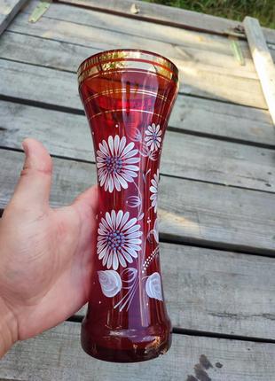 Красива ваза для квітів розпис по склу ручної роботи ссср3 фото
