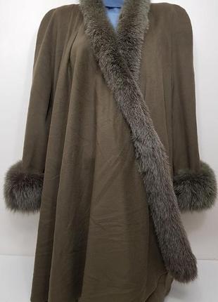 Роскошное пальто с натуральным мехом petershon кашемир + шерсть2 фото