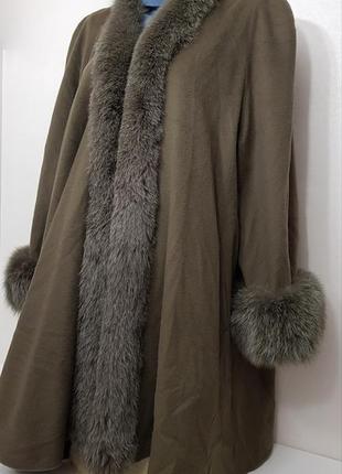 Роскошное пальто с натуральным мехом petershon кашемир + шерсть4 фото