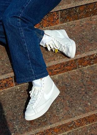 Високі білі кросівки найк блейзер nike blazer high full white6 фото