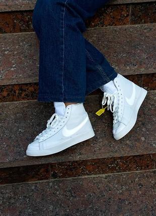 Высокие белые кроссовки найк блэйзер nike blazer high full white