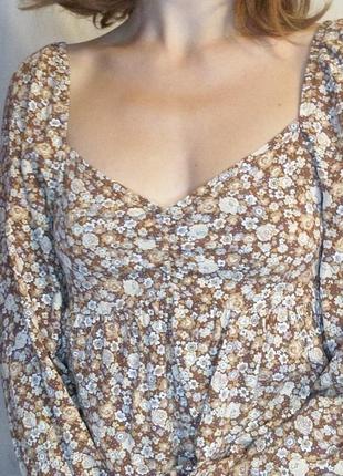 Топ блуза с рукавами в цветочный принт cotton on3 фото