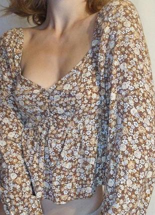Топ блуза с рукавами в цветочный принт cotton on7 фото