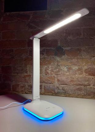 Настільна лампа 12w led з rgb нічником підсвічуванням 220в 66см lumano