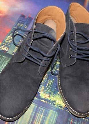 Темно-синие мужские дезерты ботинки с замши темно-синий 44р замшевые в британском стиле повседневные2 фото